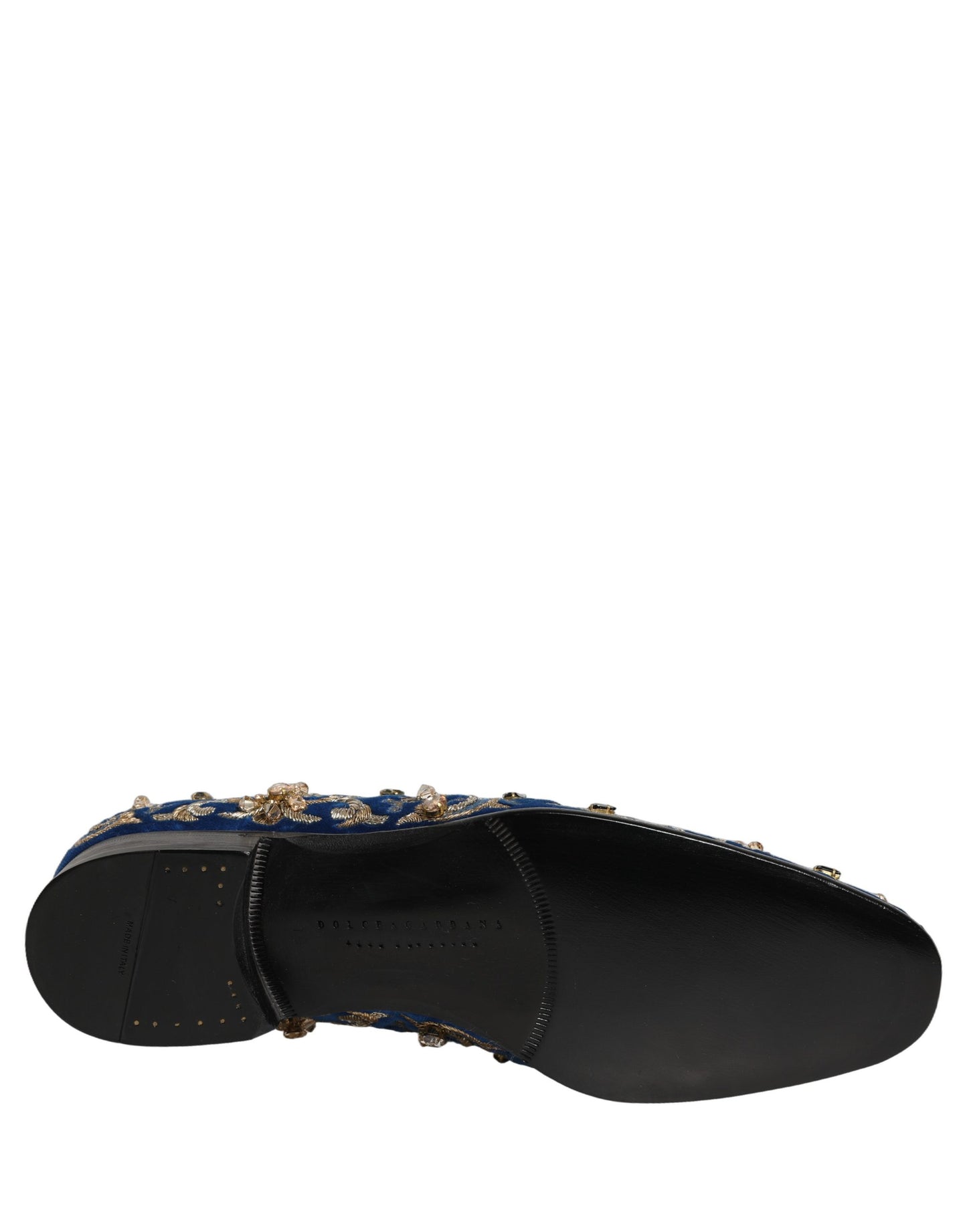 Zapatos Mocasines Adornados de Terciopelo Azul de Dolce & Gabbana
