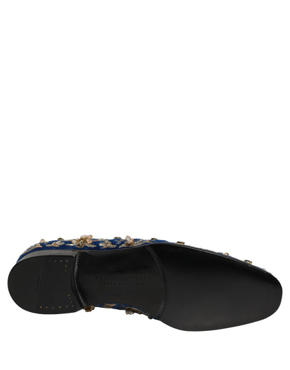 Zapatos Mocasines Adornados de Terciopelo Azul de Dolce & Gabbana