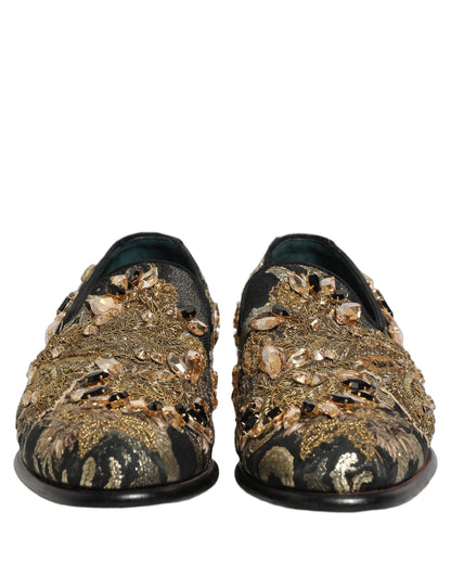 Chaussures Mocassins Dolce & Gabbana en Velours Noir Orné