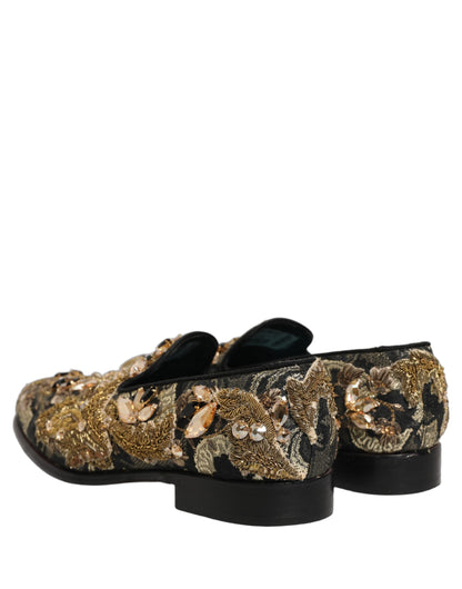 Chaussures Mocassins Dolce & Gabbana en Velours Noir Orné
