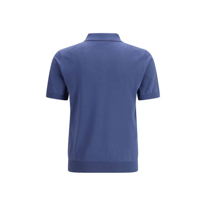 Piacenza Cashmere Blue Cotton Polo Shirt