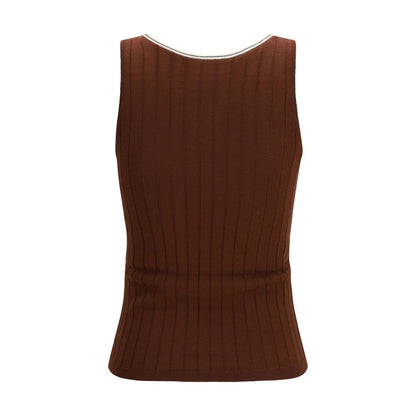 T-shirt sans manches en laine bordeaux Brunello Cucinelli Oves Aries