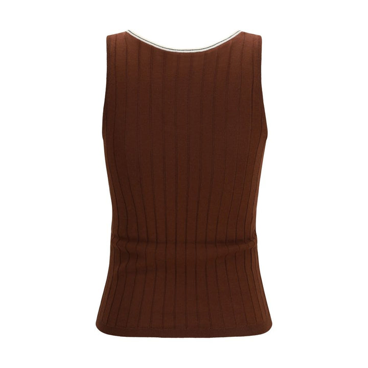 T-shirt sans manches en laine bordeaux Brunello Cucinelli Oves Aries