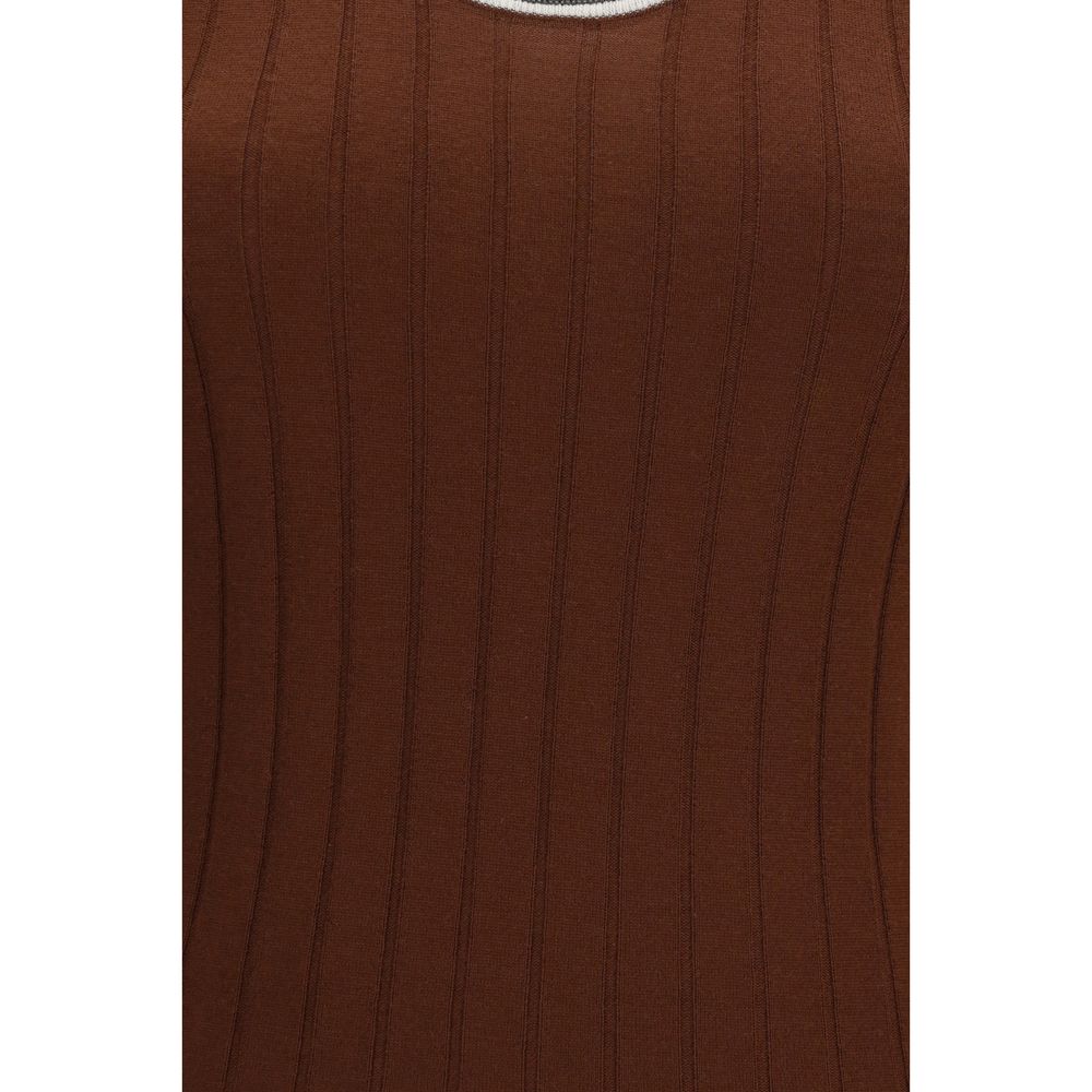 T-shirt sans manches en laine bordeaux Brunello Cucinelli Oves Aries