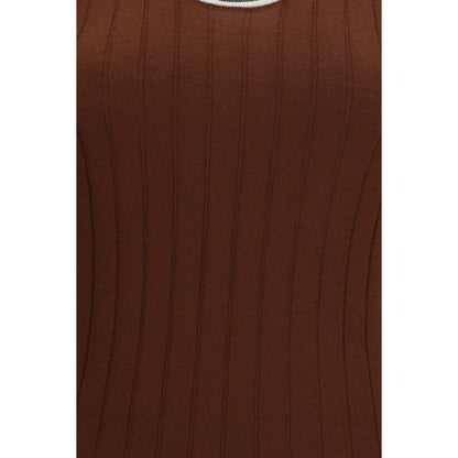 T-shirt sans manches en laine bordeaux Brunello Cucinelli Oves Aries