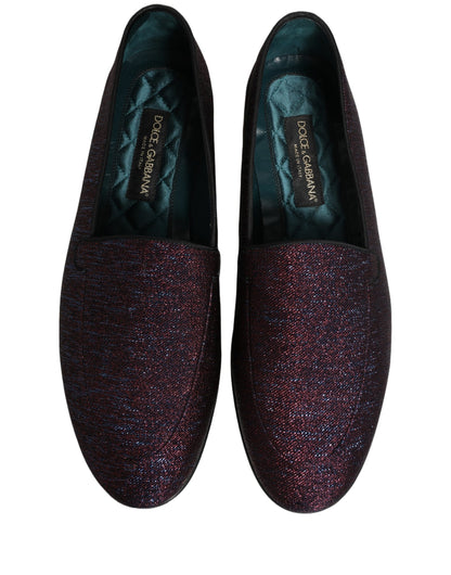 Chaussures mocassins Dolce & Gabbana bordeaux à paillettes en lurex et logo