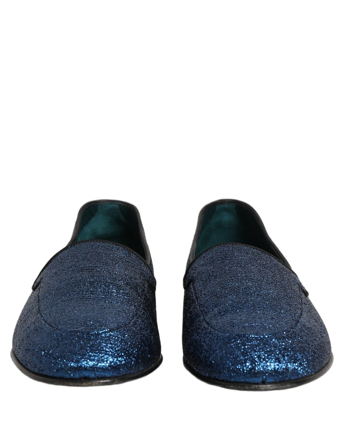 Zapatos Loafers Dolce & Gabbana de Lurex Azul Brillante con Logo DG