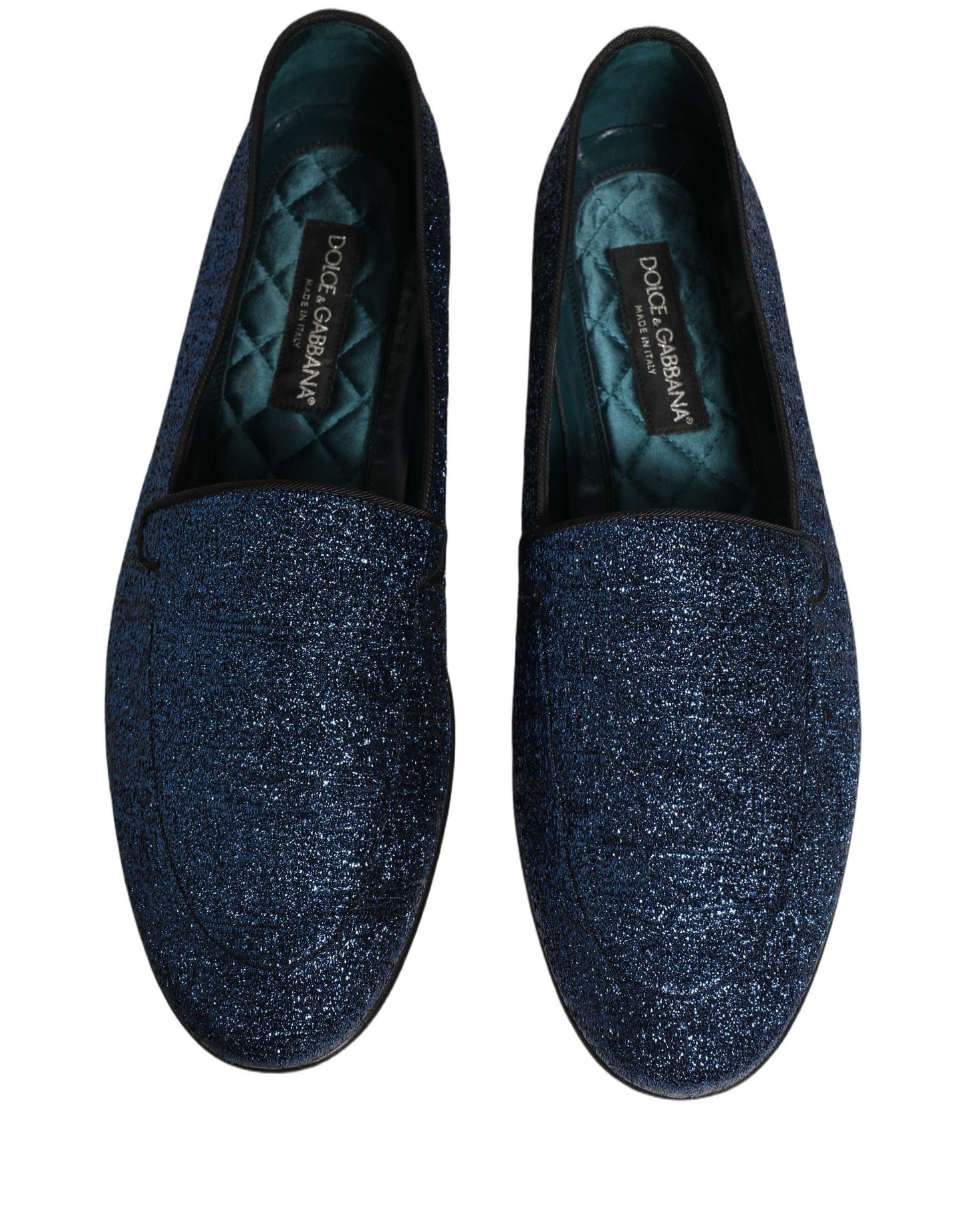 Zapatos Loafers Dolce & Gabbana de Lurex Azul Brillante con Logo DG