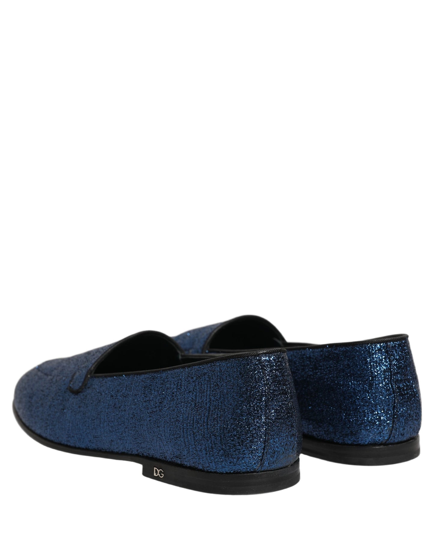 Zapatos Loafers Dolce & Gabbana de Lurex Azul Brillante con Logo DG