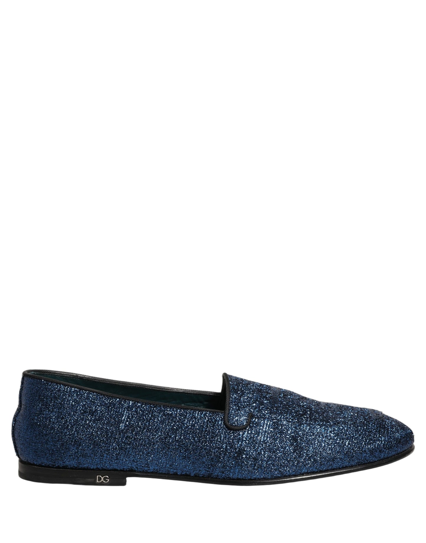 Zapatos Loafers Dolce & Gabbana de Lurex Azul Brillante con Logo DG