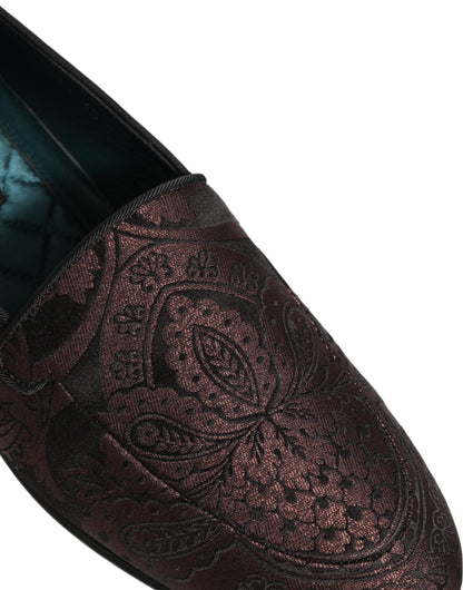 Mocassins à enfiler en cuir jacquard marron Dolce & Gabbana