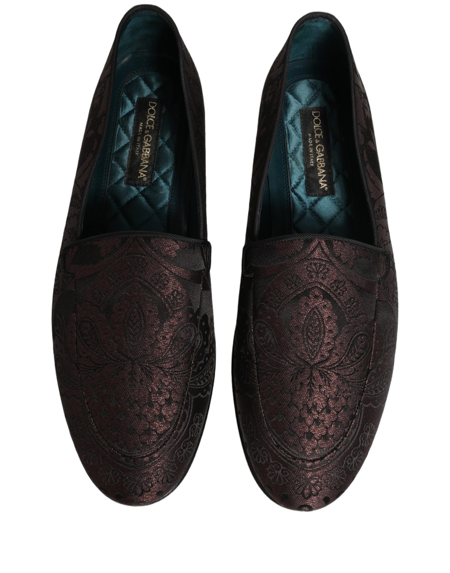 Mocassins à enfiler en cuir jacquard marron Dolce & Gabbana