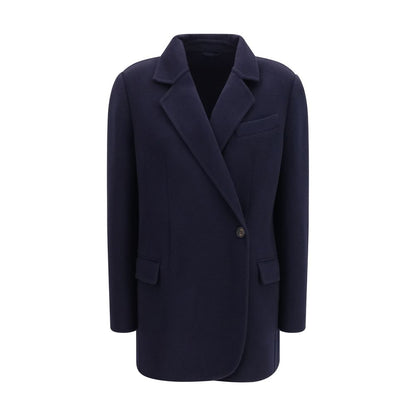 Chaqueta larga de lana azul Oves Aries de Brunello Cucinelli