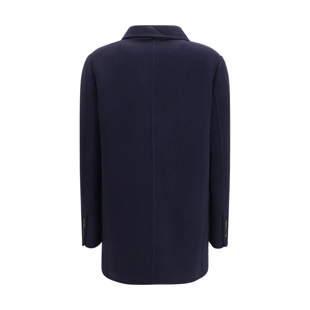 Chaqueta larga de lana azul Oves Aries de Brunello Cucinelli