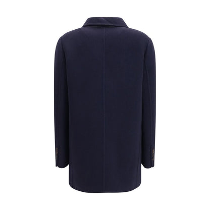 Chaqueta larga de lana azul Oves Aries de Brunello Cucinelli