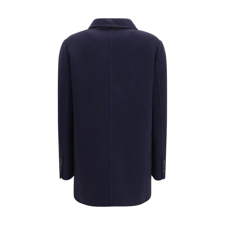 Veste longue Brunello Cucinelli en laine bleue Oves Aries