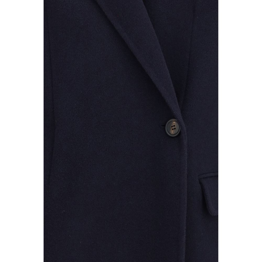 Chaqueta larga de lana azul Oves Aries de Brunello Cucinelli