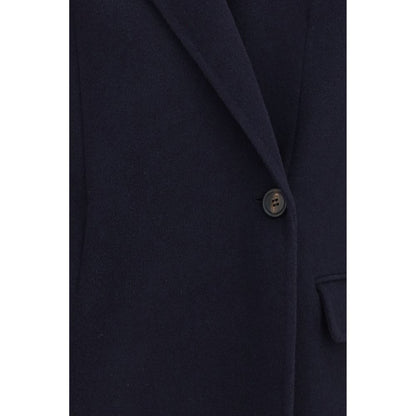 Chaqueta larga de lana azul Oves Aries de Brunello Cucinelli