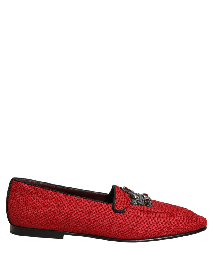 Zapatos mocasines Dolce & Gabbana rojos con adornos de corona