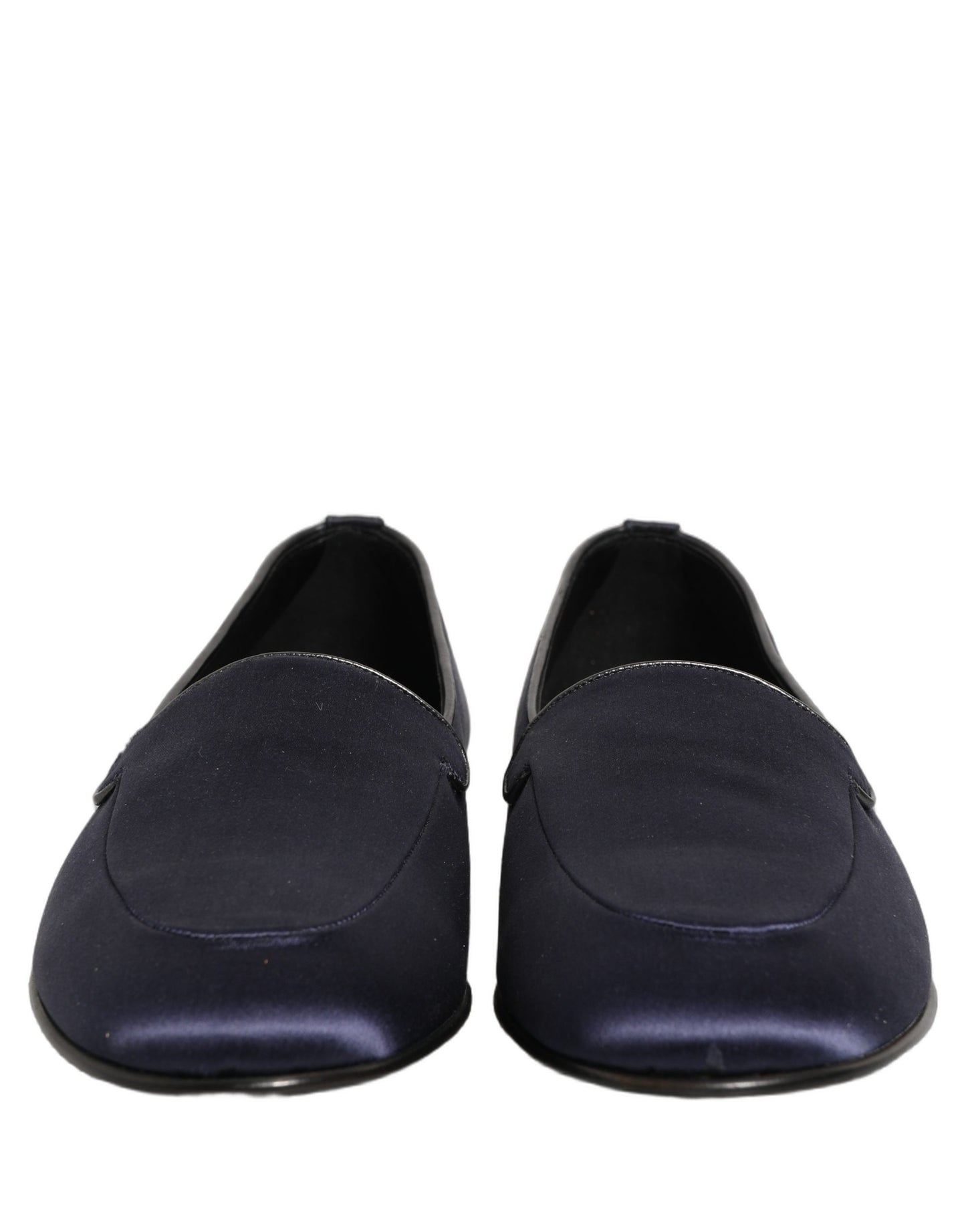 Zapatos mocasines Dolce & Gabbana azul marino de satén con logotipo DG
