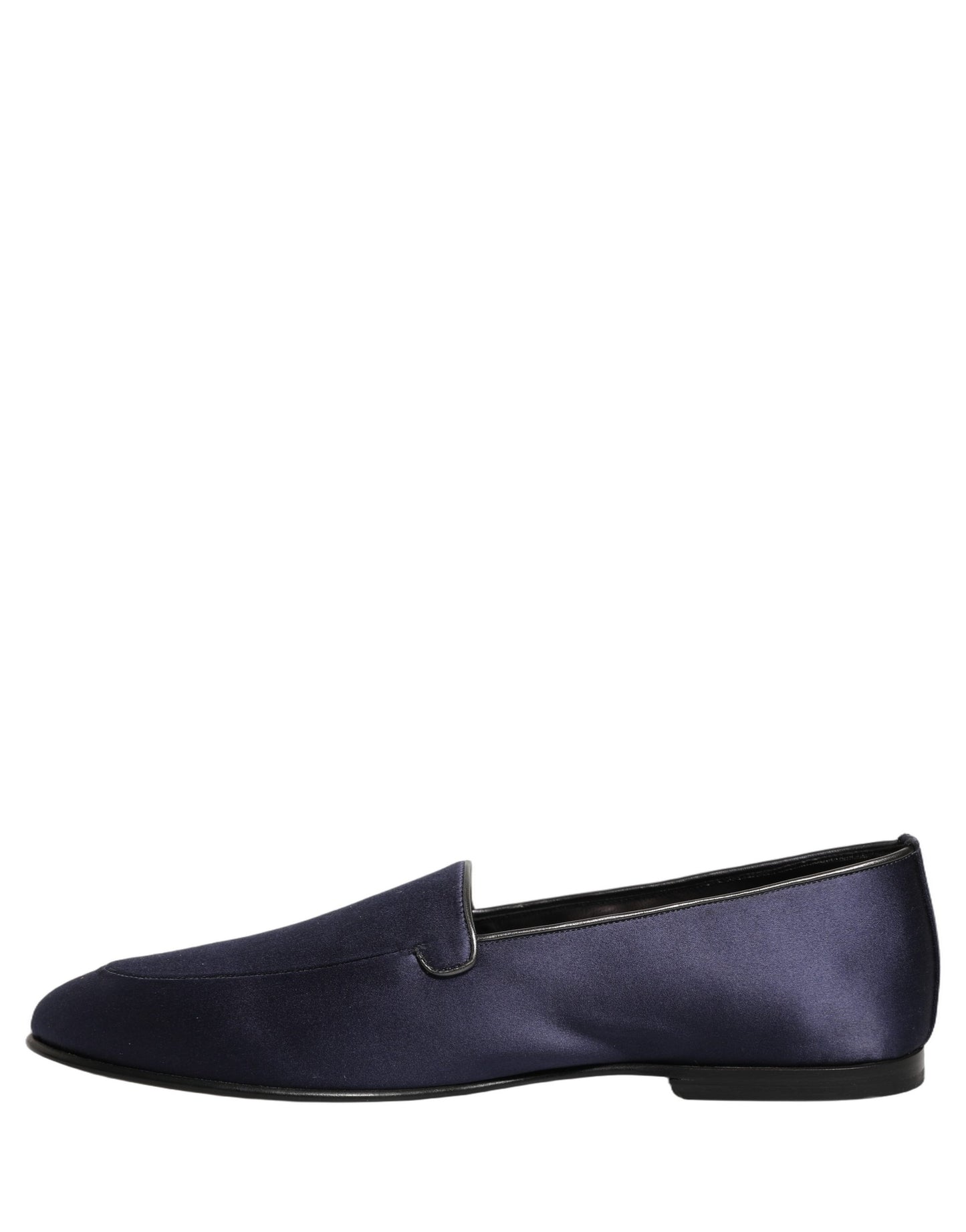 Zapatos mocasines Dolce & Gabbana azul marino de satén con logotipo DG