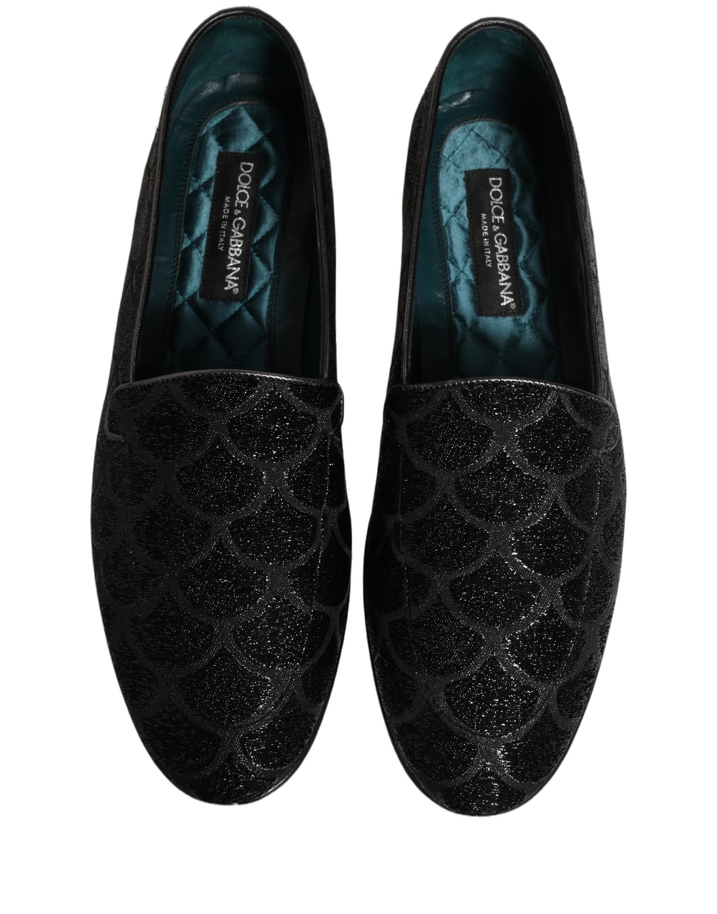 Zapatos de vestir tipo mocasín Dolce & Gabbana de brocado con purpurina negra para hombre
