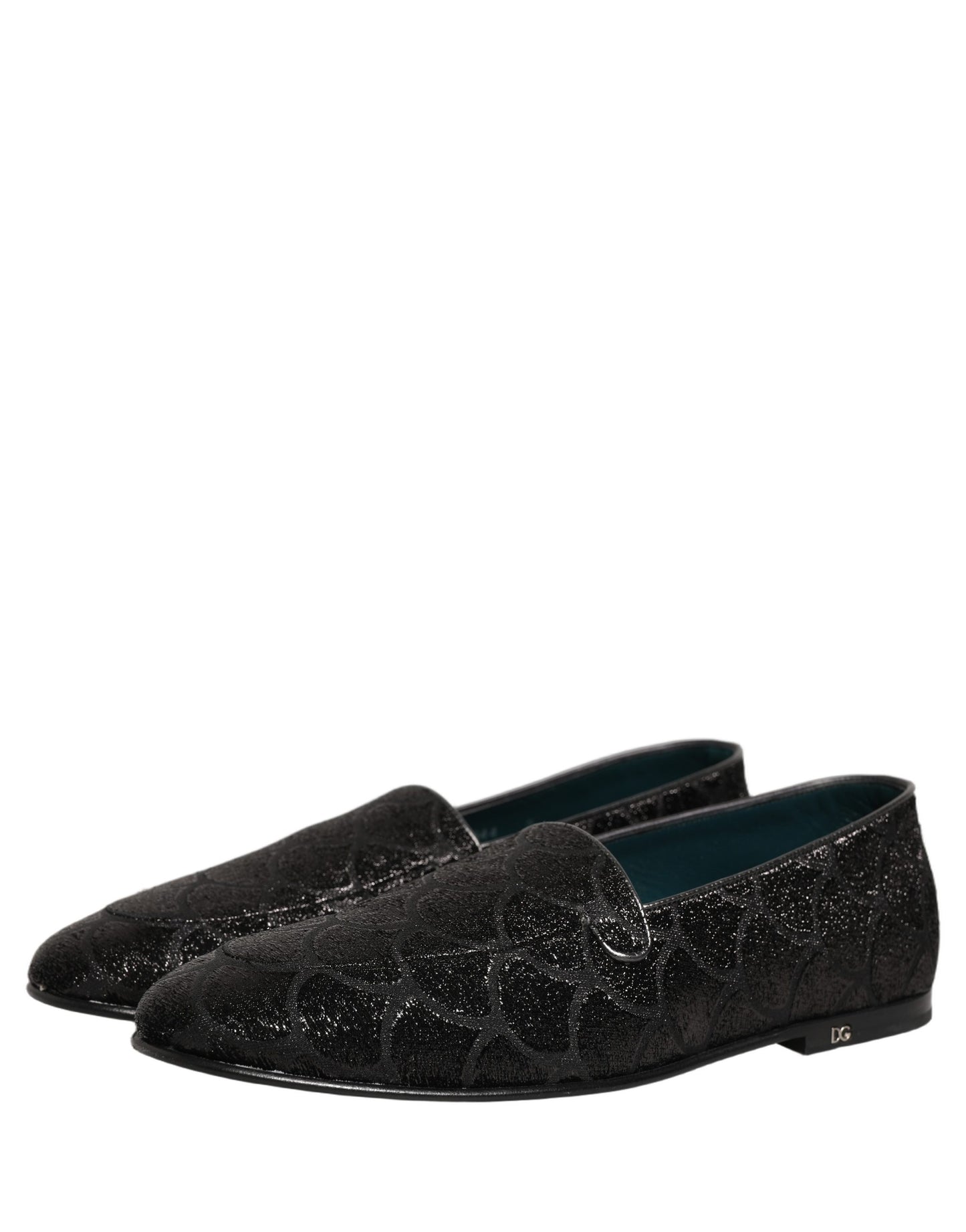 Zapatos de vestir tipo mocasín Dolce & Gabbana de brocado con purpurina negra para hombre