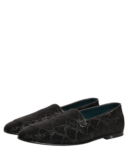 Zapatos de vestir tipo mocasín Dolce & Gabbana de brocado con purpurina negra para hombre