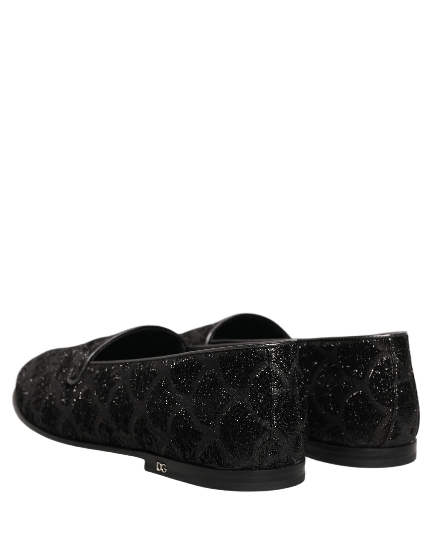 Zapatos de vestir tipo mocasín Dolce & Gabbana de brocado con purpurina negra para hombre