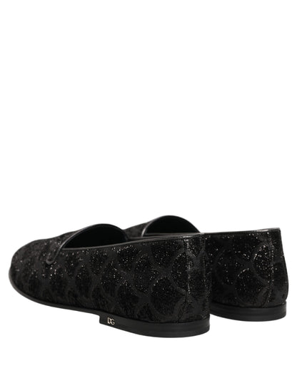 Zapatos de vestir tipo mocasín Dolce & Gabbana de brocado con purpurina negra para hombre