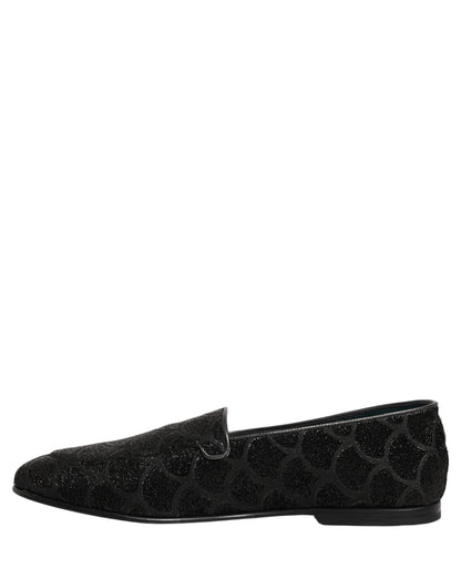 Zapatos de vestir tipo mocasín Dolce & Gabbana de brocado con purpurina negra para hombre