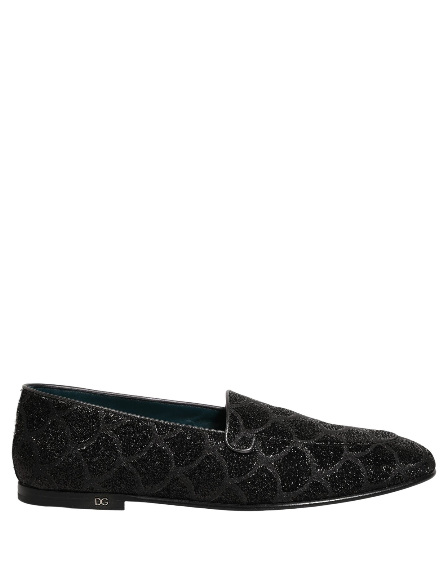 Zapatos de vestir tipo mocasín Dolce & Gabbana de brocado con purpurina negra para hombre