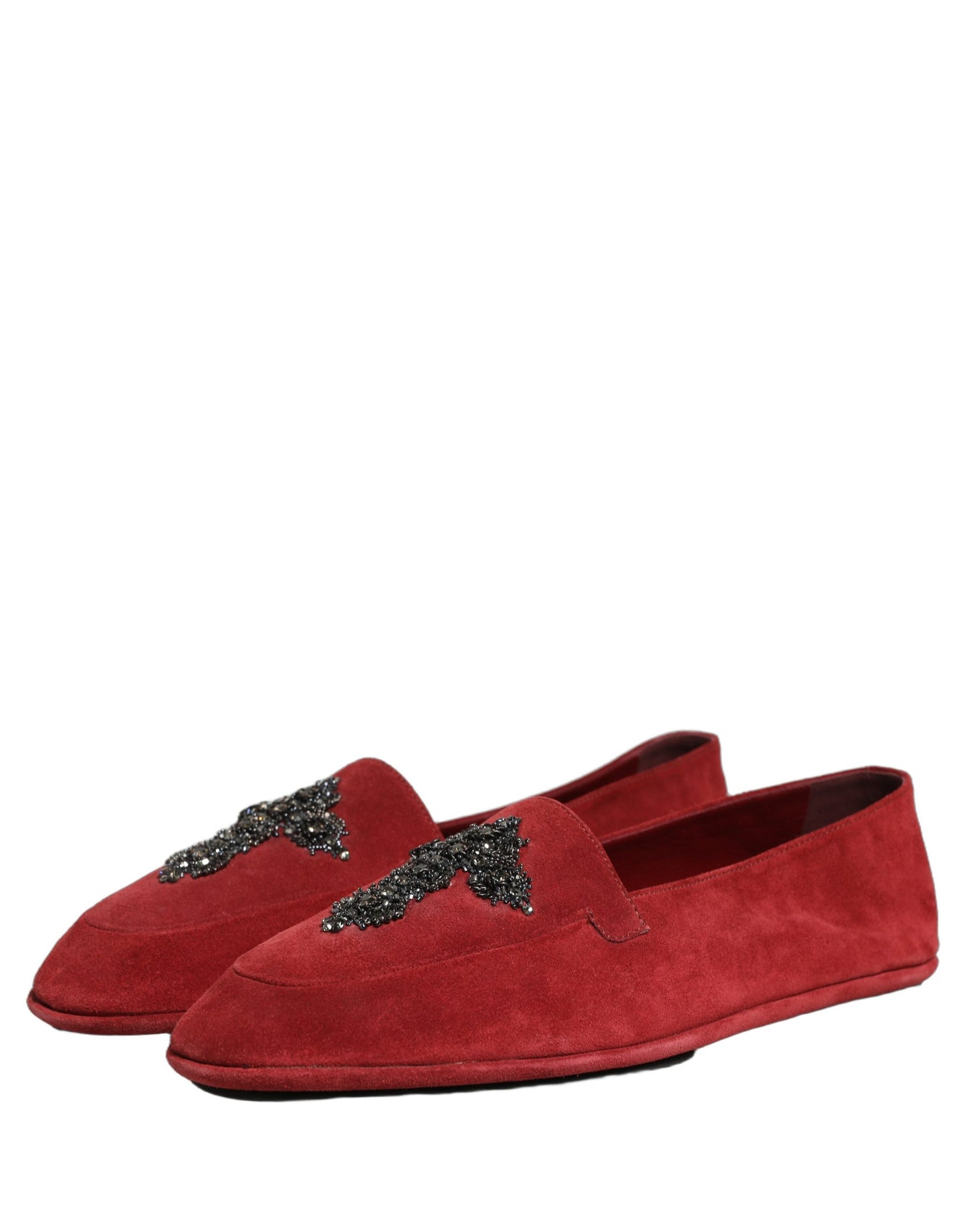 Chaussures Mocassins Habillés Croisés à Enfiler en Daim Rouge Dolce & Gabbana