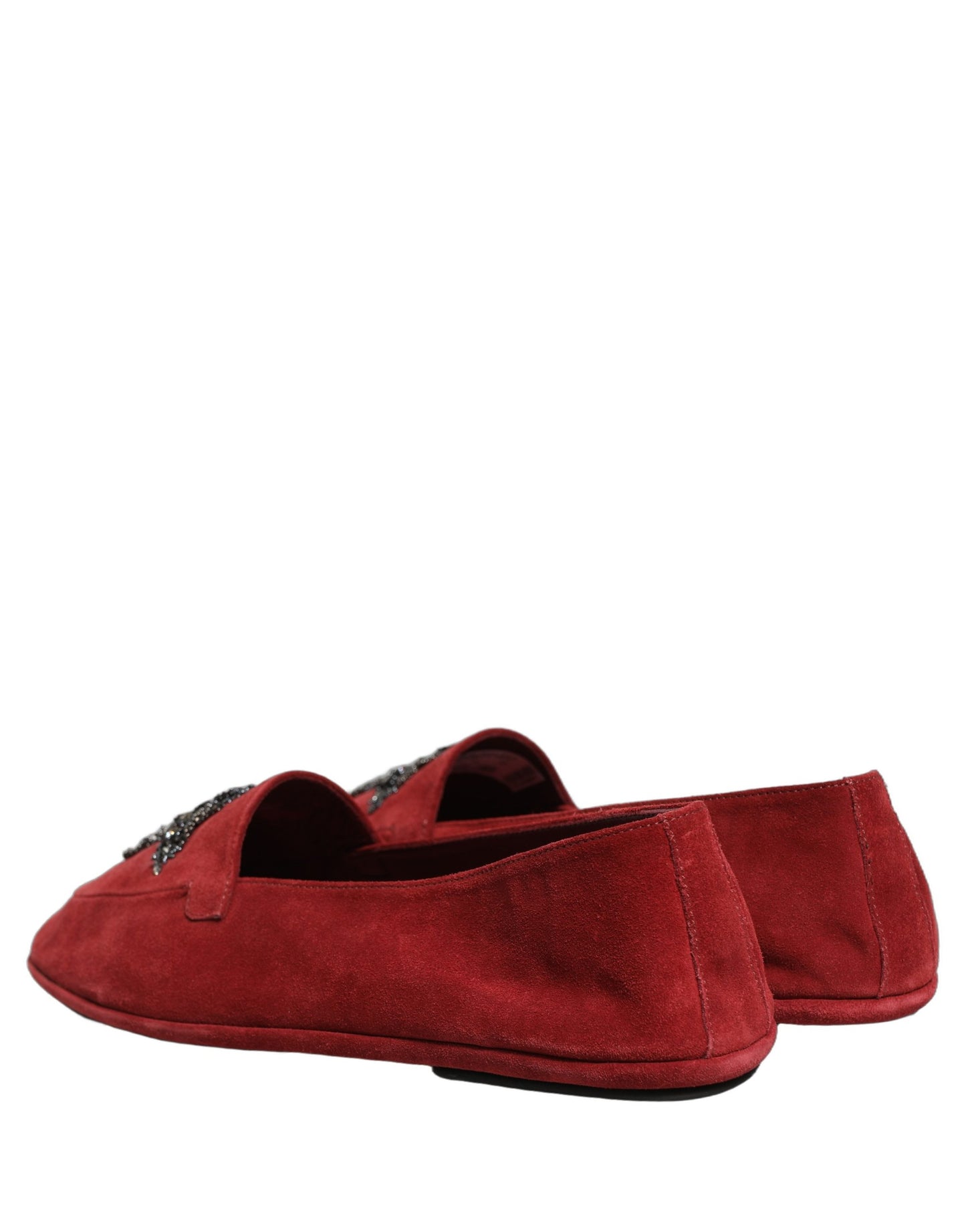 Chaussures Mocassins Habillés Croisés à Enfiler en Daim Rouge Dolce & Gabbana