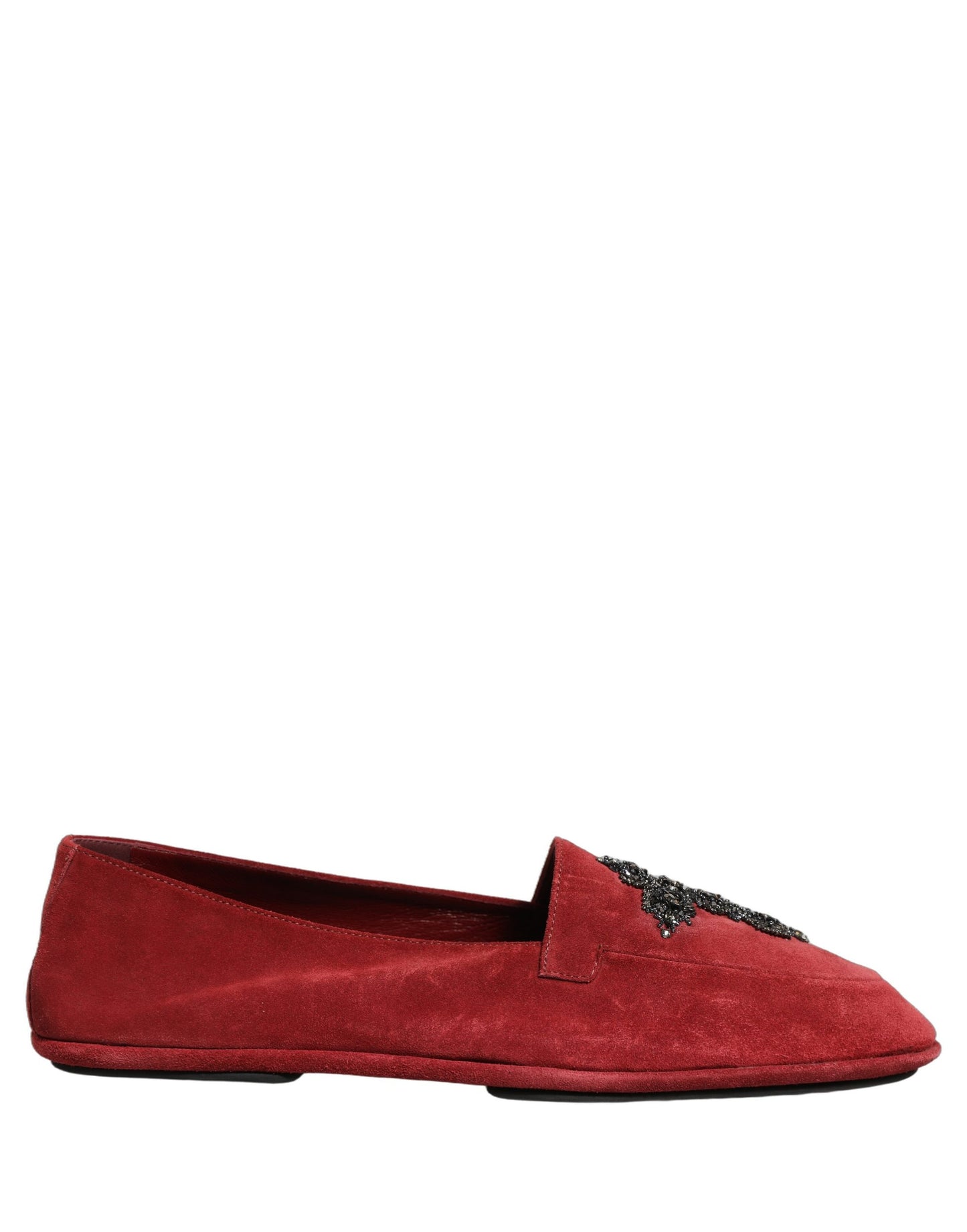 Chaussures Mocassins Habillés Croisés à Enfiler en Daim Rouge Dolce & Gabbana