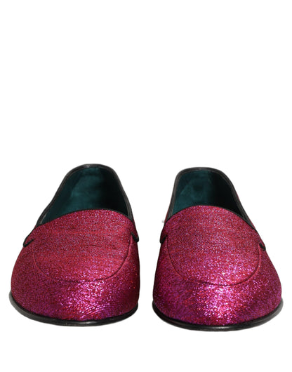 Mocasines Dolce & Gabbana de brillo rosa con logo de lurex