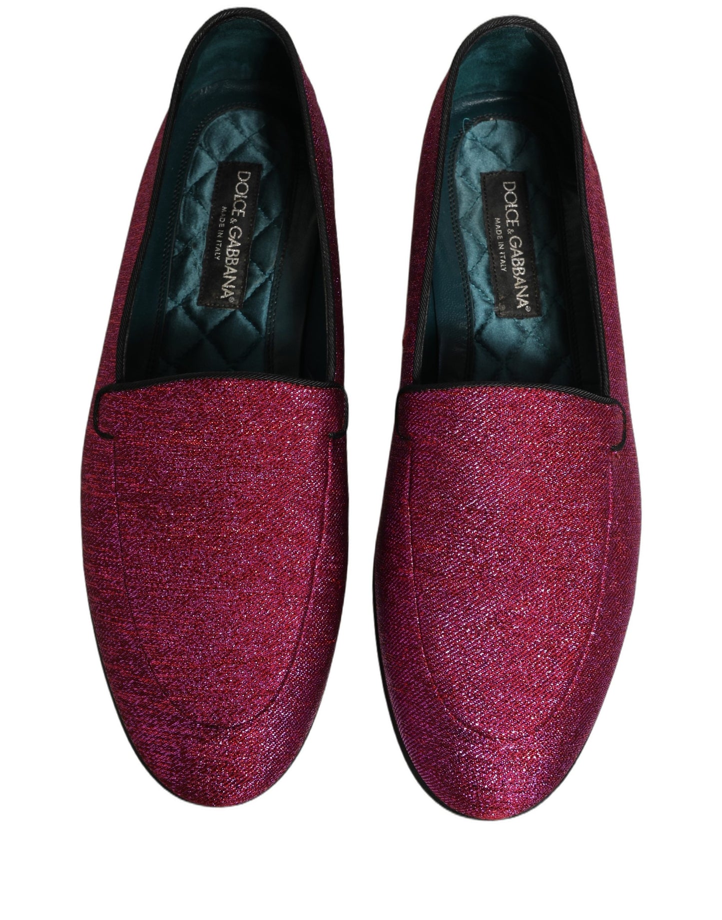Mocasines Dolce & Gabbana de brillo rosa con logo de lurex