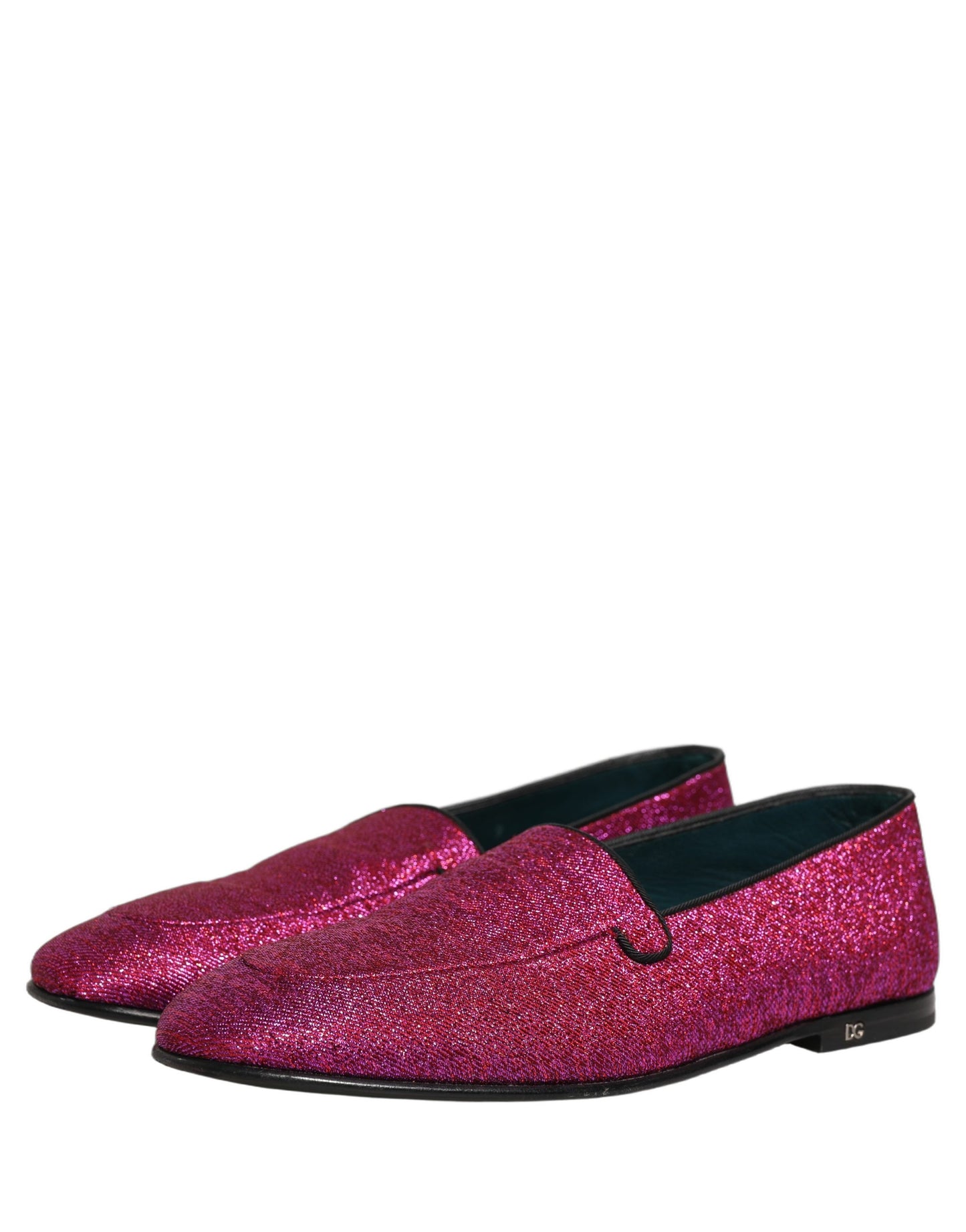 Mocasines Dolce & Gabbana de brillo rosa con logo de lurex