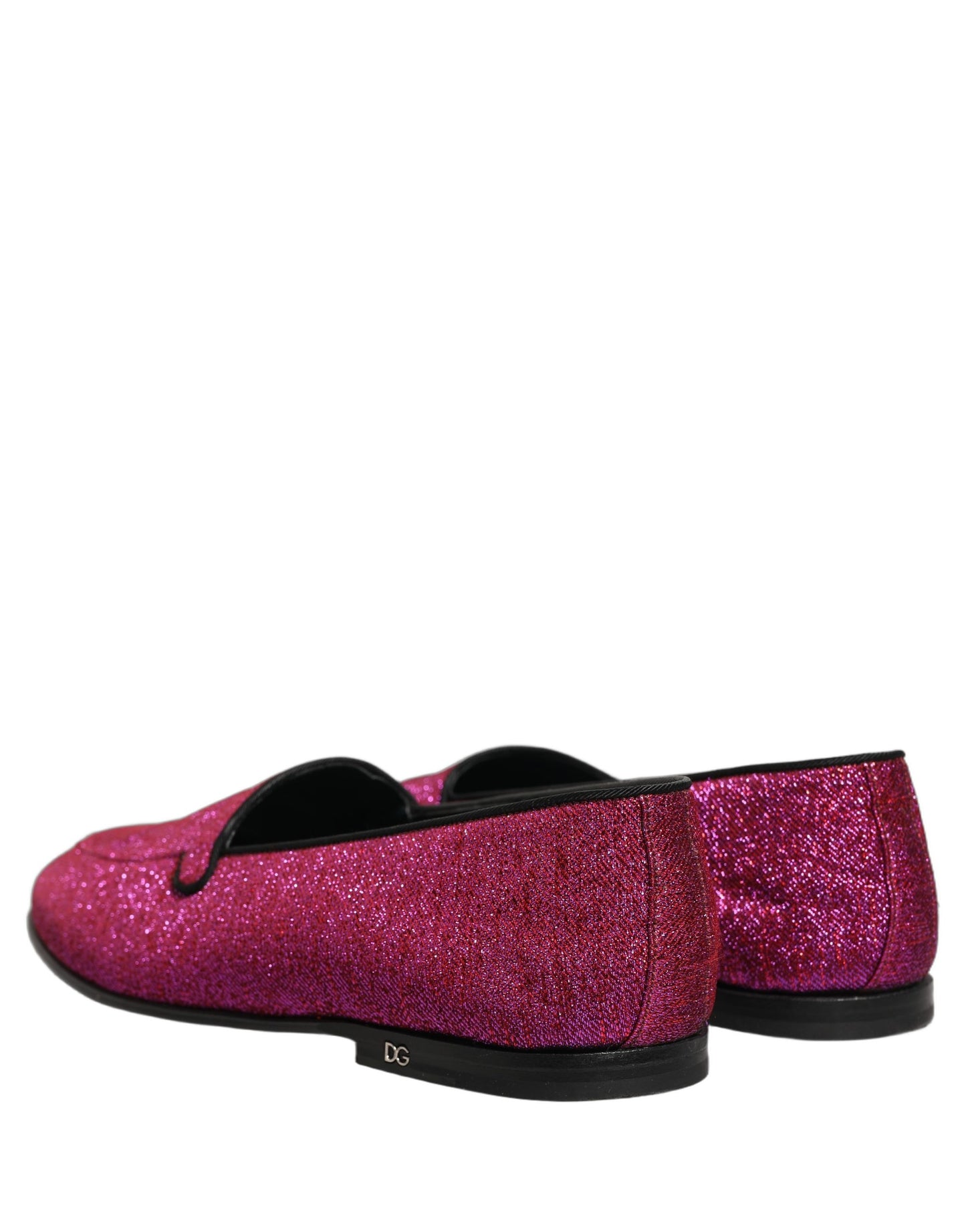 Mocasines Dolce & Gabbana de brillo rosa con logo de lurex