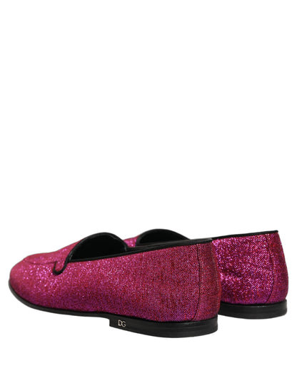Mocasines Dolce & Gabbana de brillo rosa con logo de lurex
