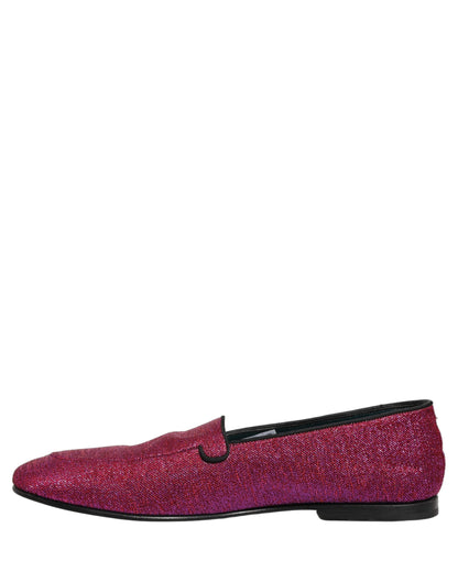 Mocasines Dolce & Gabbana de brillo rosa con logo de lurex