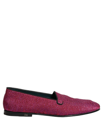 Mocasines Dolce & Gabbana de brillo rosa con logo de lurex