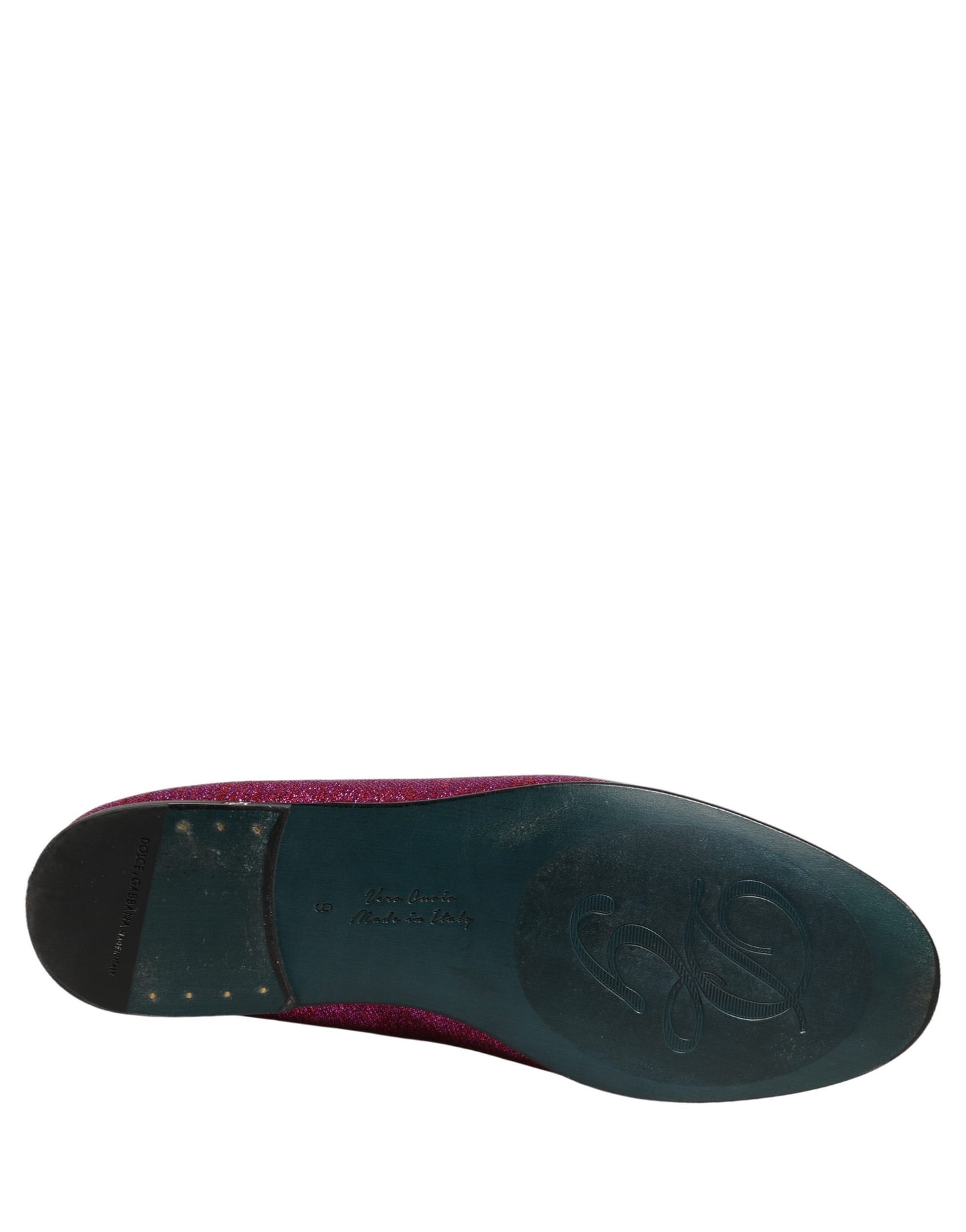 Mocasines Dolce & Gabbana de brillo rosa con logo de lurex