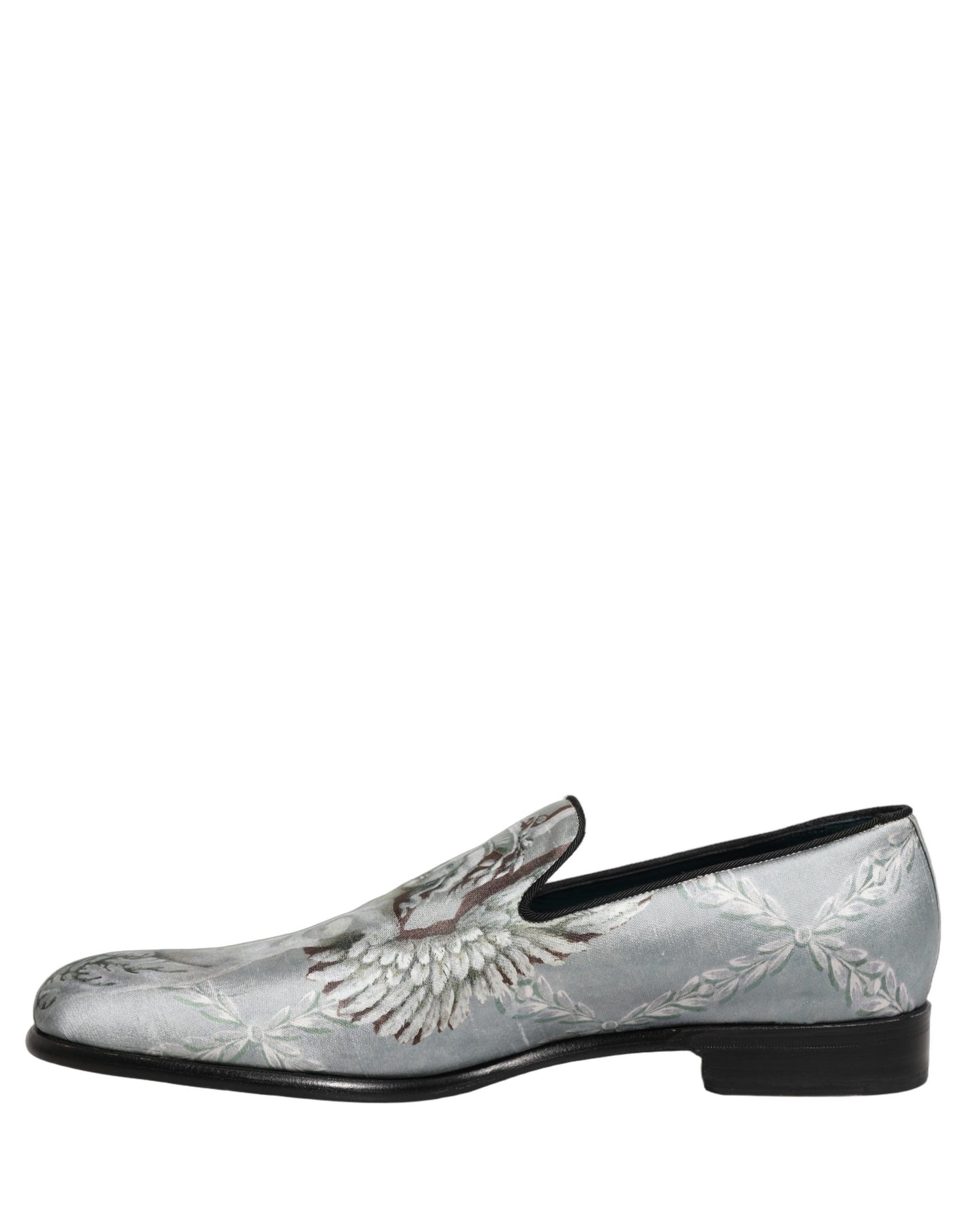 Chaussures mocassins Dolce & Gabbana en velours gris avec anges baroques pour hommes
