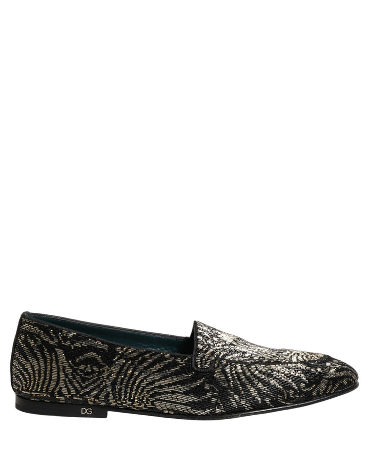Zapatos mocasines Dolce & Gabbana negros con adornos plateados