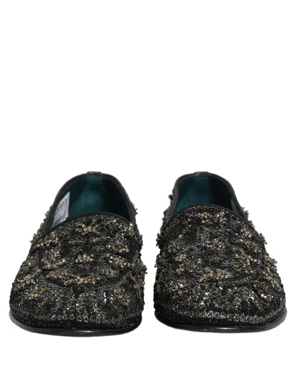 Chaussures Mocassins Dolce & Gabbana Noirs Ornés de Strass