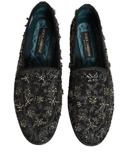 Chaussures Mocassins Dolce & Gabbana Noirs Ornés de Strass
