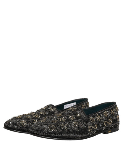 Chaussures Mocassins Dolce & Gabbana Noirs Ornés de Strass