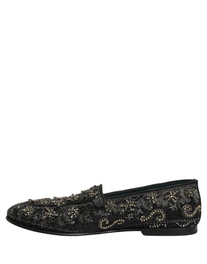 Chaussures Mocassins Dolce & Gabbana Noirs Ornés de Strass