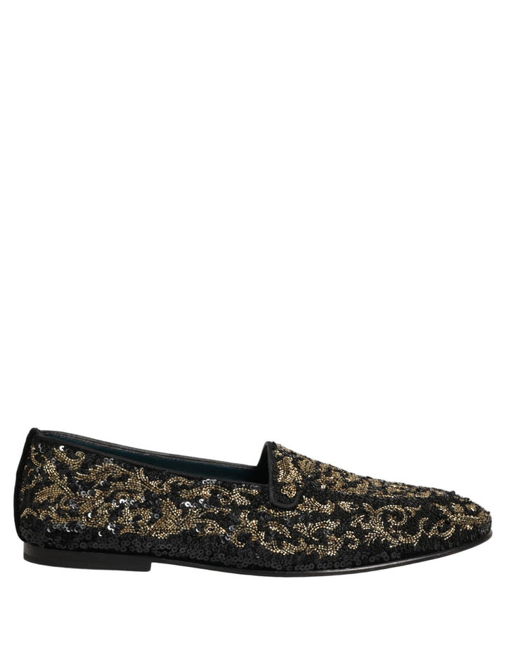 Zapatos Mocasines Dolce & Gabbana Negros con Adornos Dorados